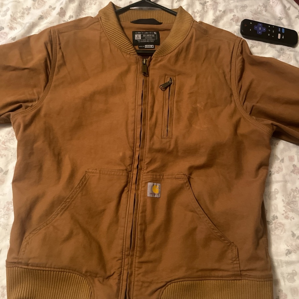 Carhartt Brown Bomber Jacket Heavy-Duty Canvas